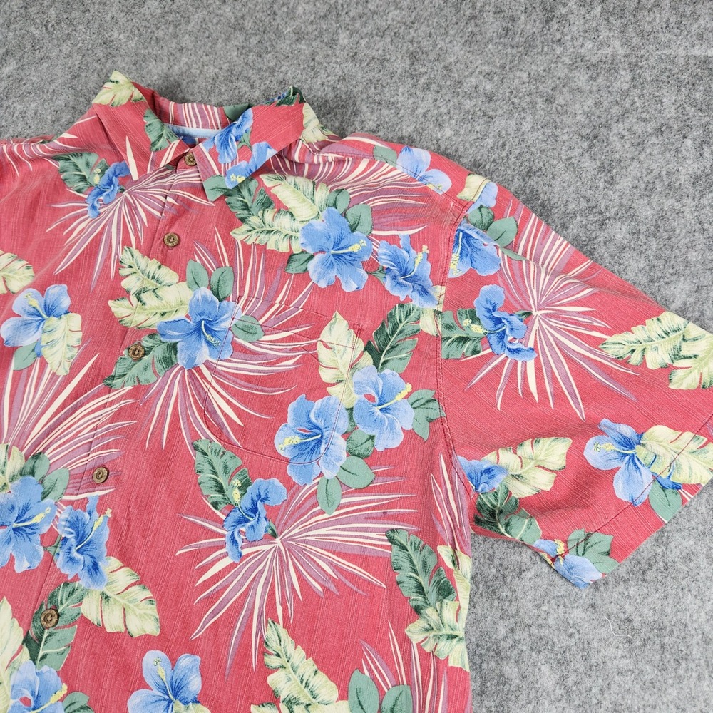 Tommy Bahama Original Fit Shirt Men 3XL Red Silk Floral Hibiscus Aloha Camp Top